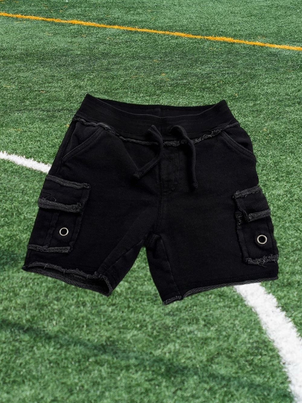 Mish Boys Black Cargo Sweat Shorts Cotton Drawstring Size 3T